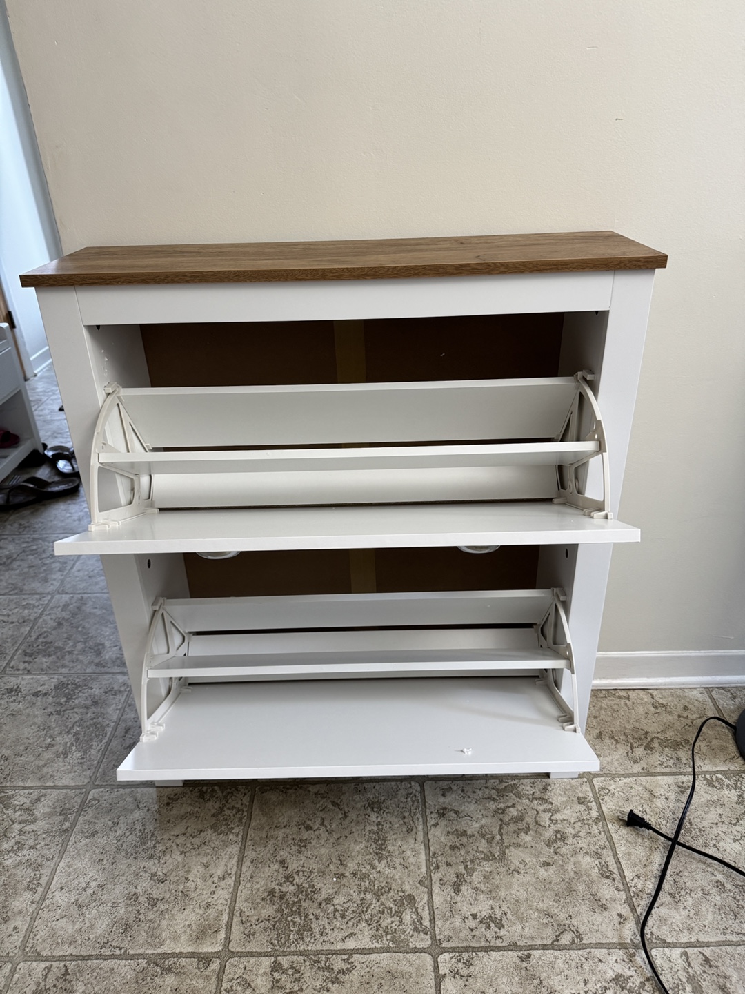 White Shoe Cabinet - 2-Tier Storage - photo 2