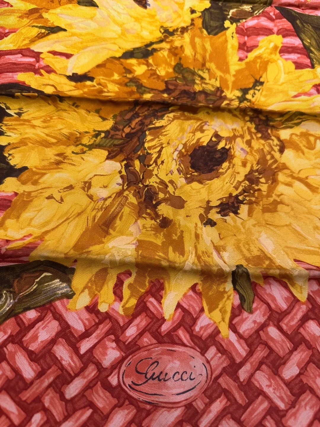 Authentic Gucci silk scarf made in Italy Sunflower image indicator(2)
