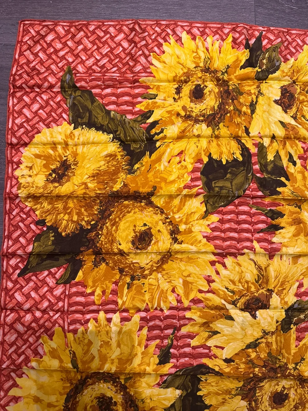 Authentic Gucci silk scarf made in Italy Sunflower image indicator(7)