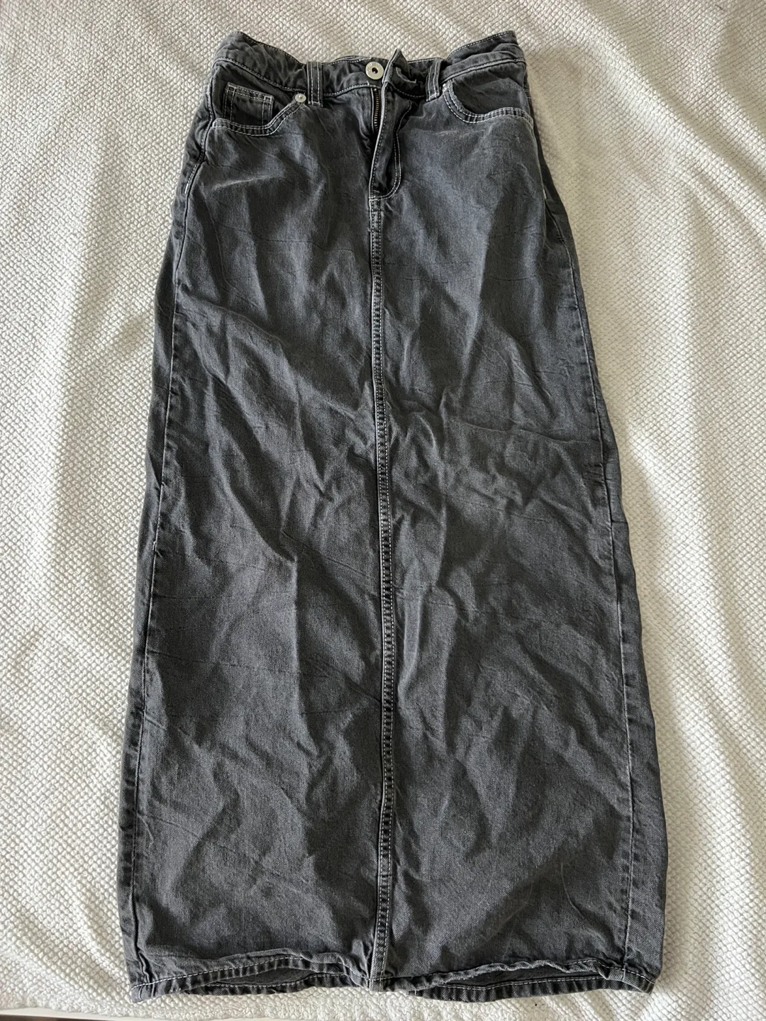 H&M Grey Denim Maxi Skirt thumbnail