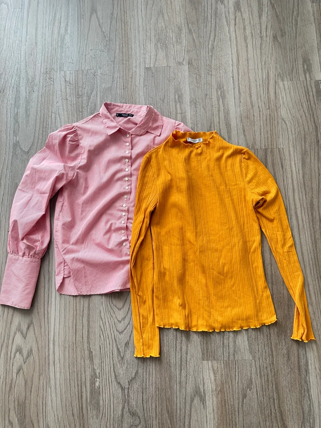 Mango Blouses - Pink Stripe & Mustard Yellow, Size S thumbnail