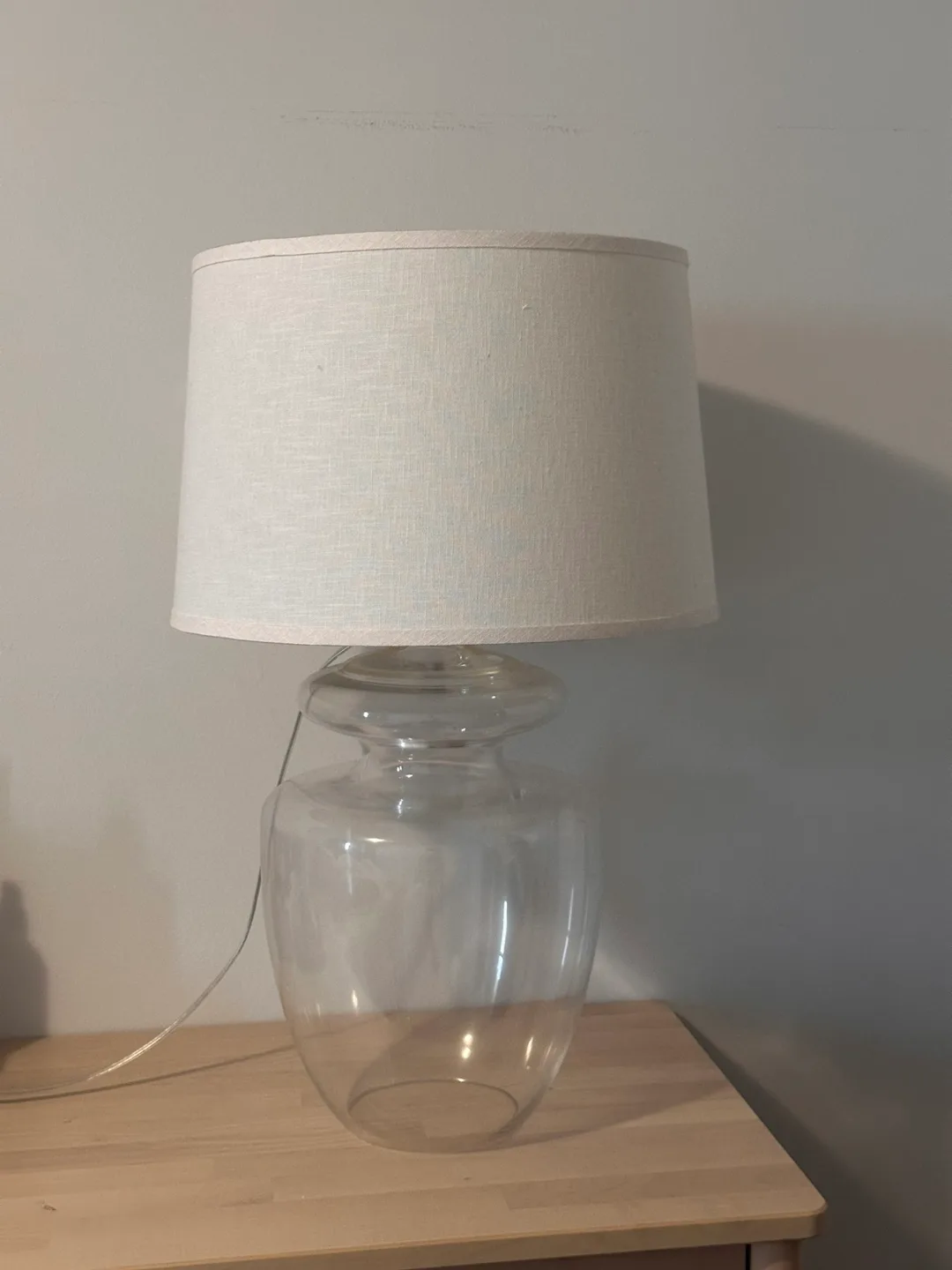 Glass Table Lamp with Cream Shade thumbnail