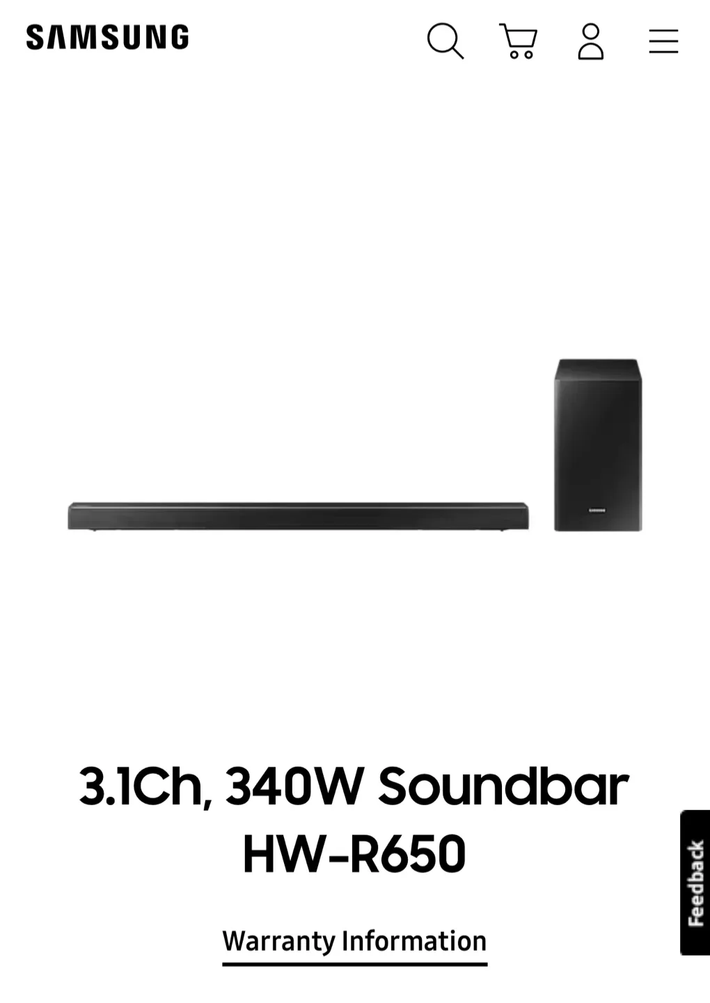 Samsung HW-R650 3.1Ch 340W Soundbar thumbnail