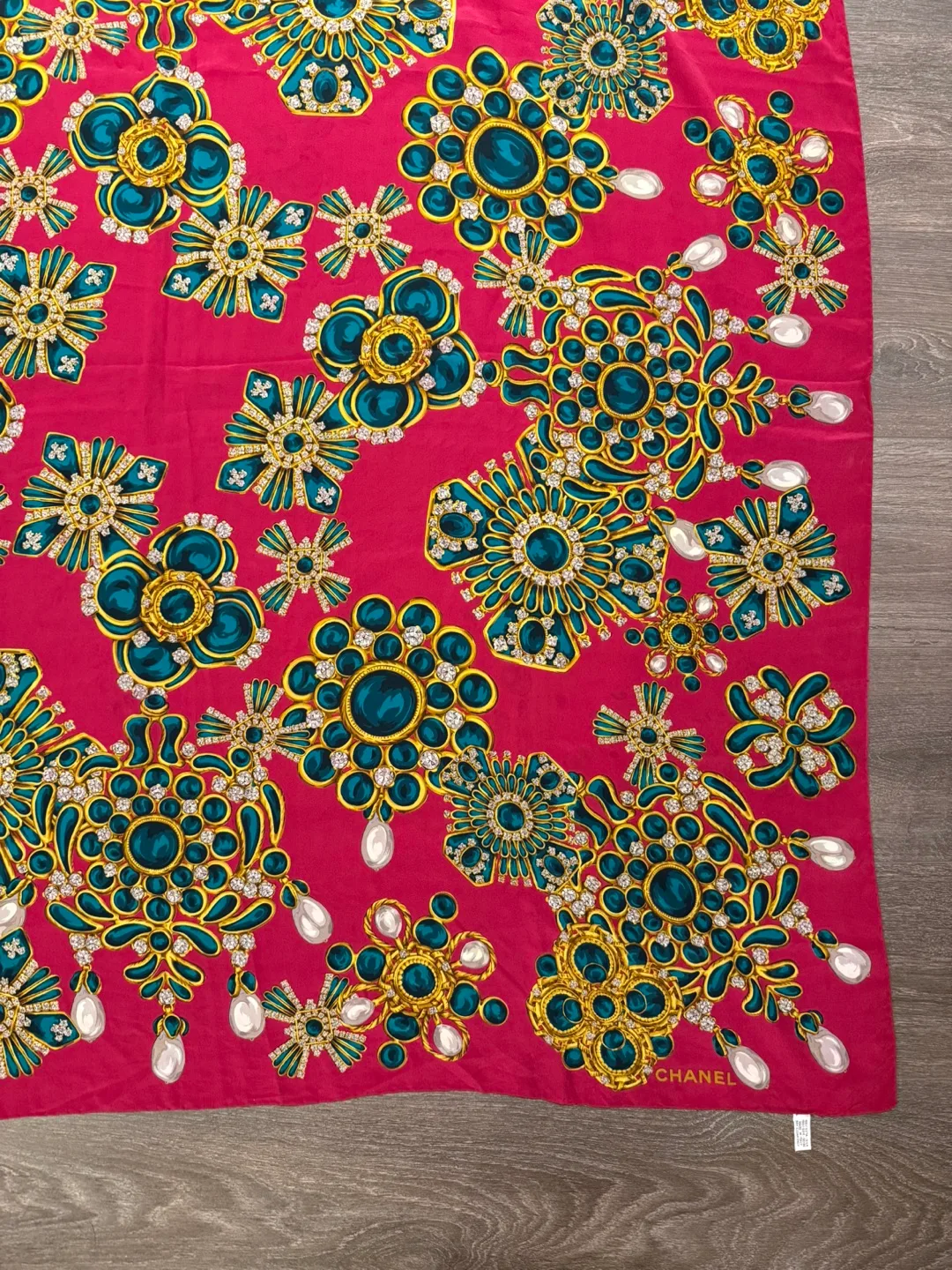 Authentic Chanel Silk Scarf dark pink image indicator(5)