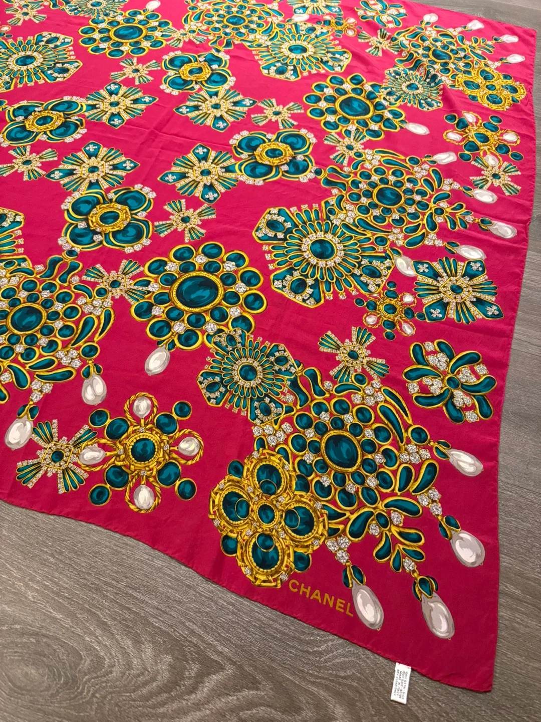 Authentic Chanel Silk Scarf dark pink image indicator(3)