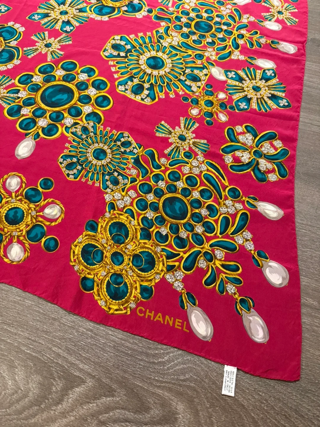 Authentic Chanel Silk Scarf dark pink image indicator(2)