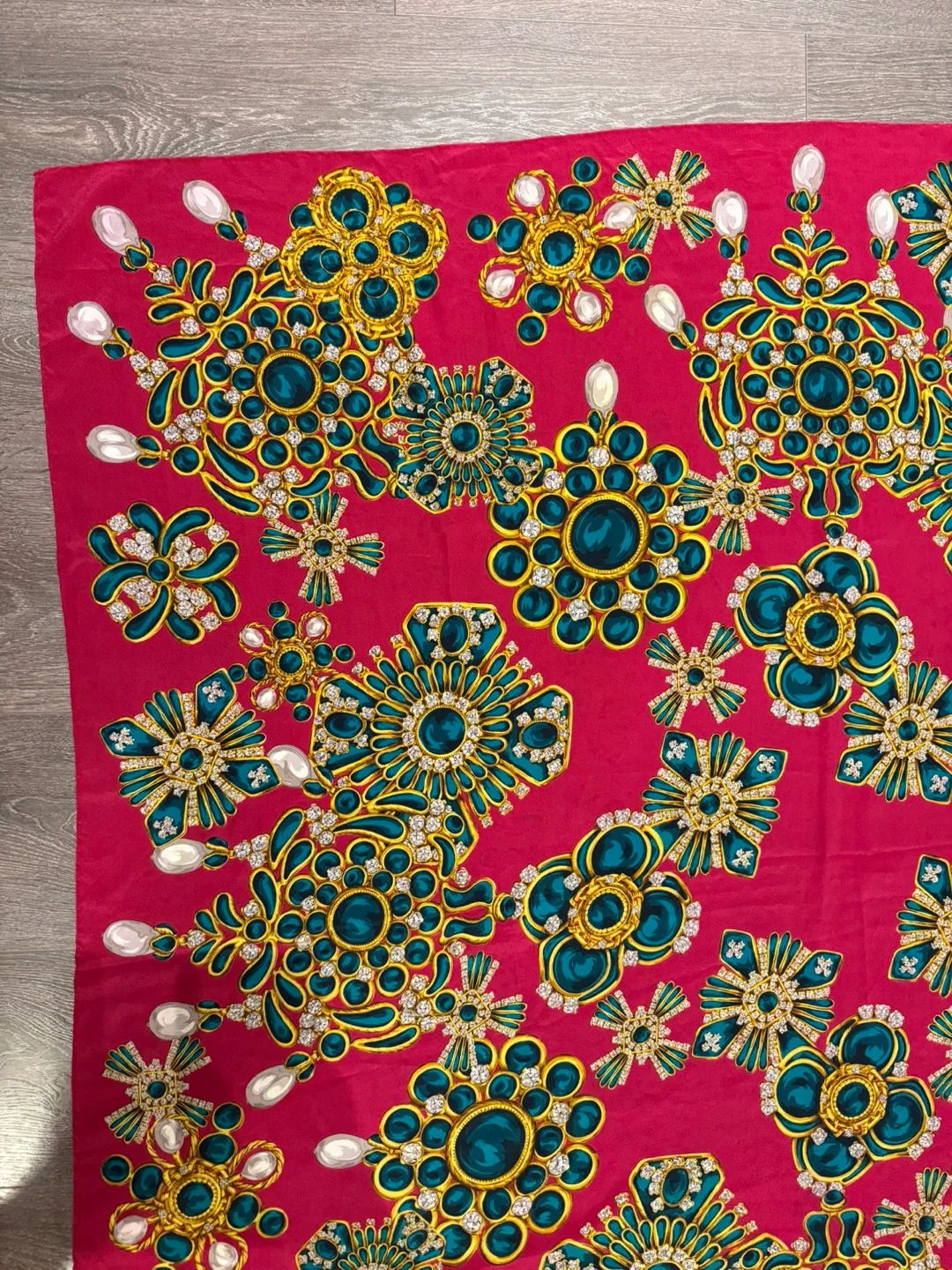 Authentic Chanel Silk Scarf dark pink image indicator(7)