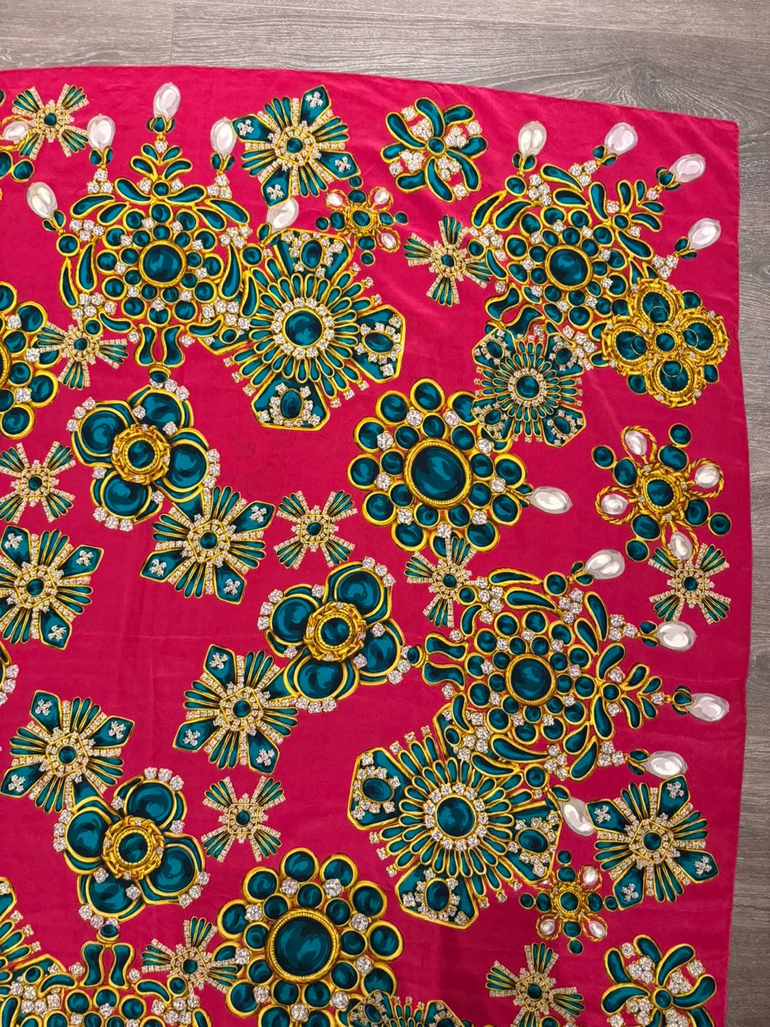 Authentic Chanel Silk Scarf dark pink image indicator(8)