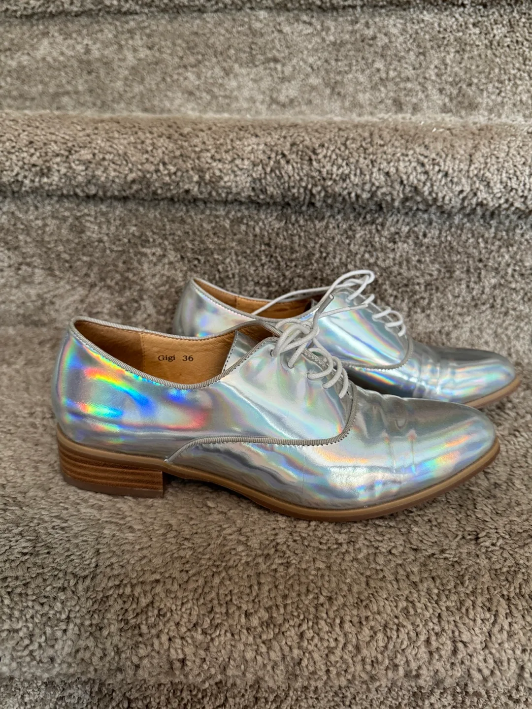 Shoe The Bear Gigi Holographic Oxford Shoes - Size 6 thumbnail