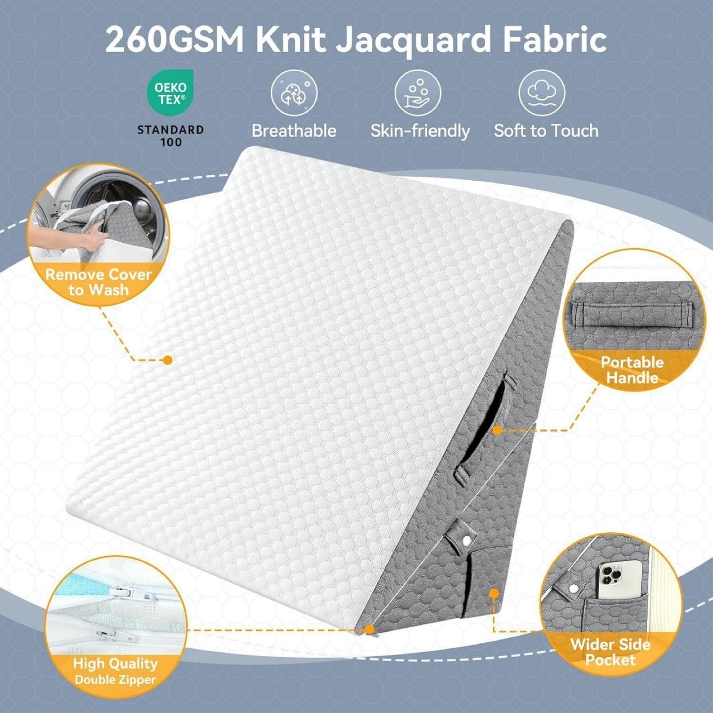 Wedge Pillow with Jacquard Fabric