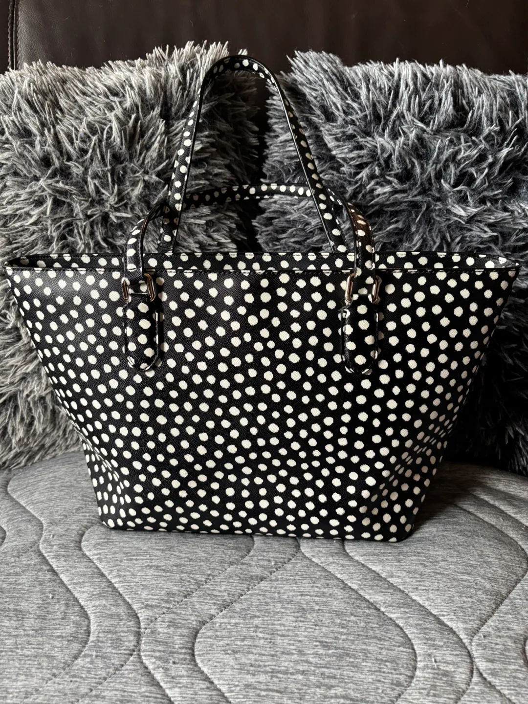 Kate Spade Black & White Polka Dot Tote Bag image indicator(3)
