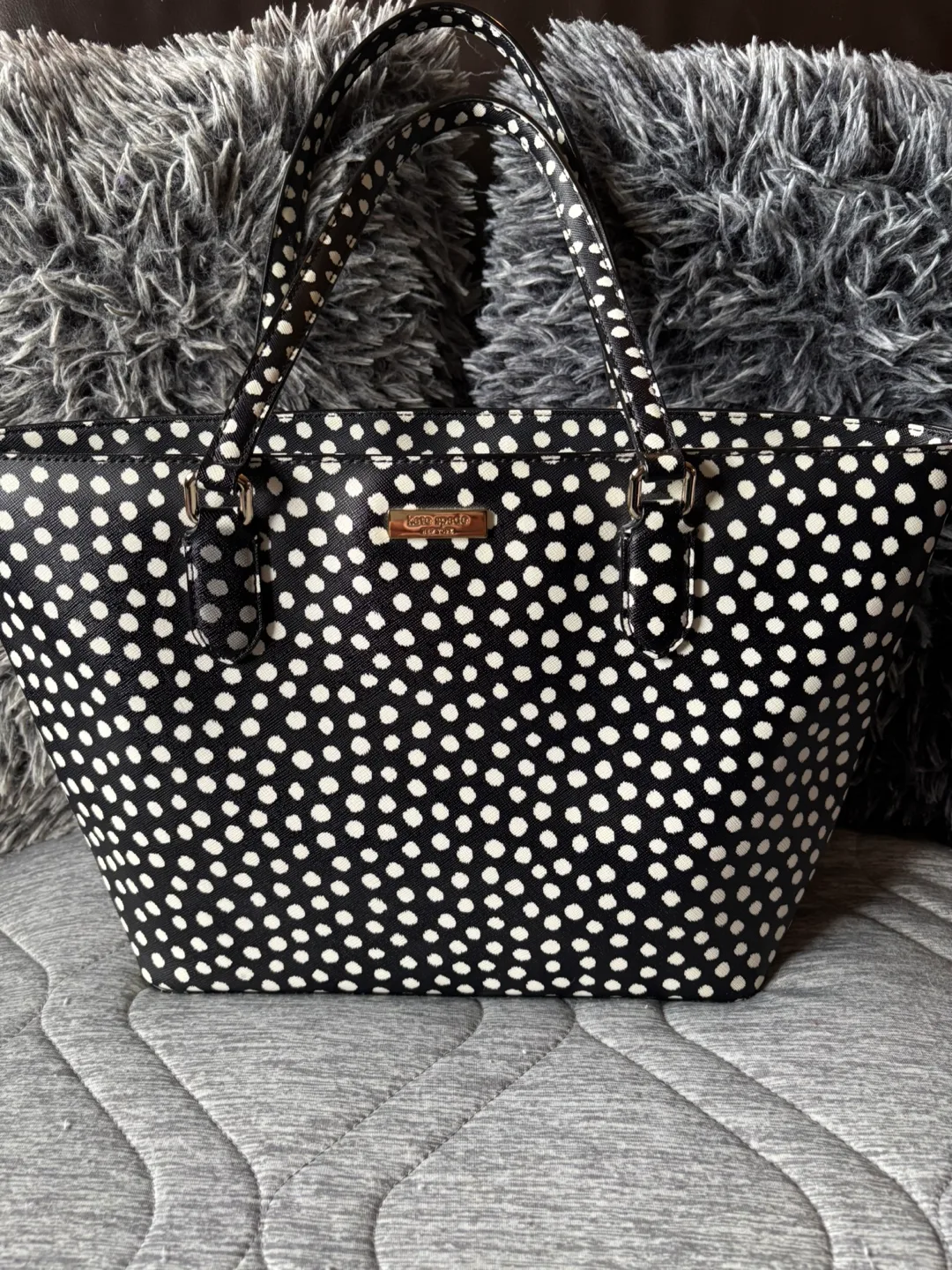Kate Spade Black & White Polka Dot Tote Bag image indicator(2)