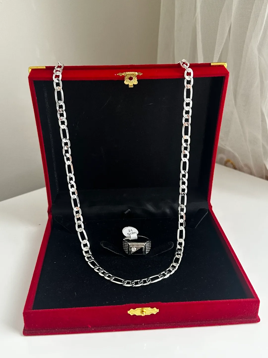 Sterling Silver Figaro Chain Necklace 925 thumbnail