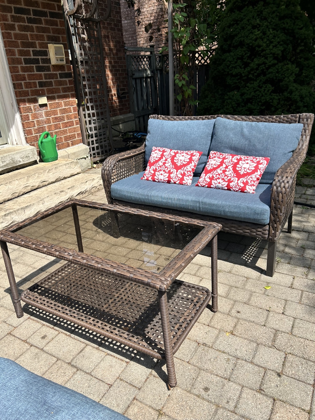 Patio Set with Cushions and Glass Table - photo 2