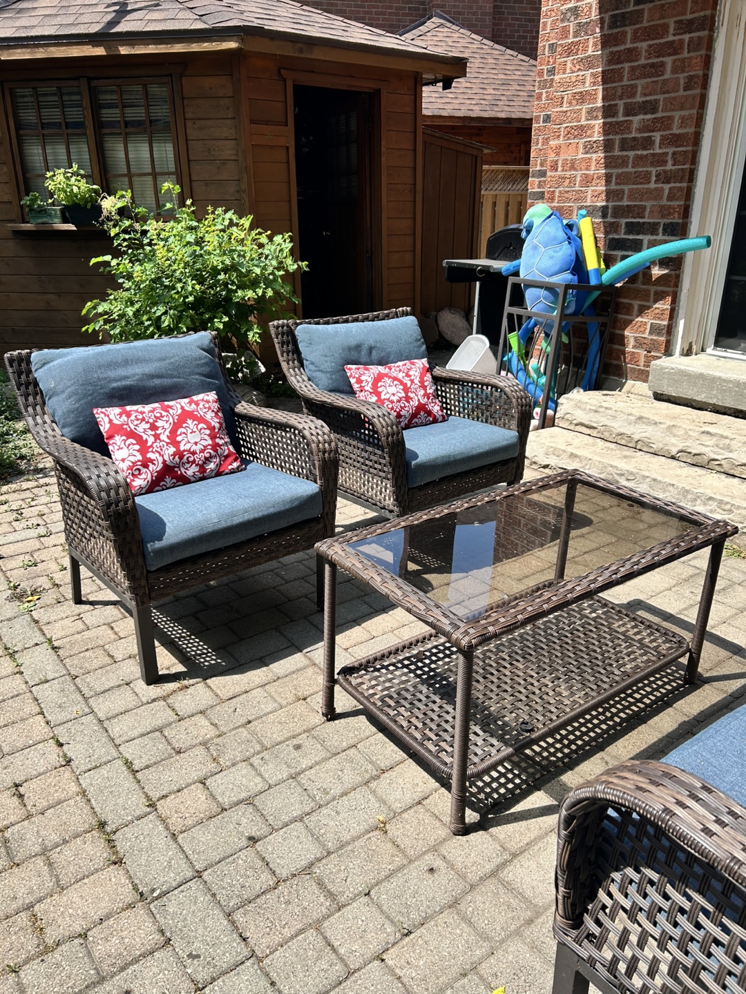 Patio Set with Cushions and Glass Table - photo 3