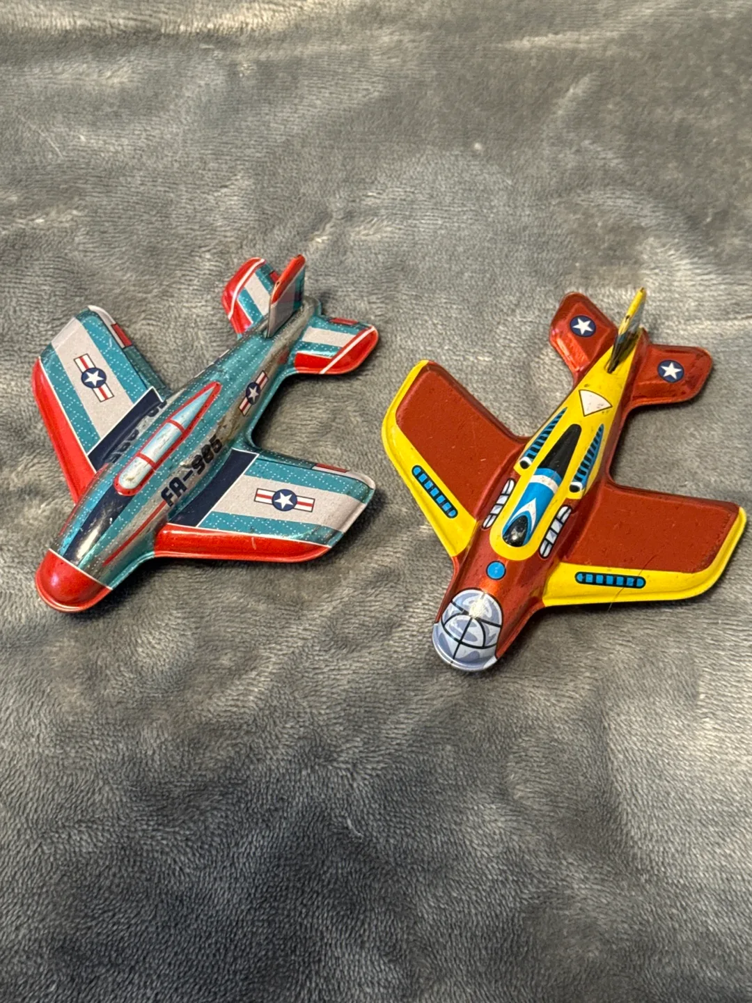 Vintage Tin Toy Airplanes - Set of 2 thumbnail
