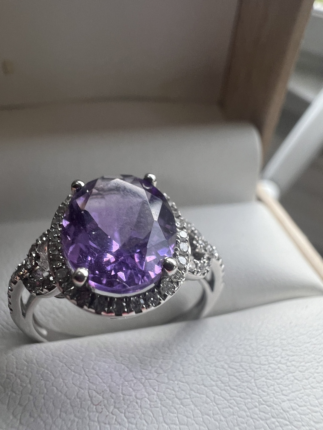 Amethyst & Diamond Halo Ring - photo 2