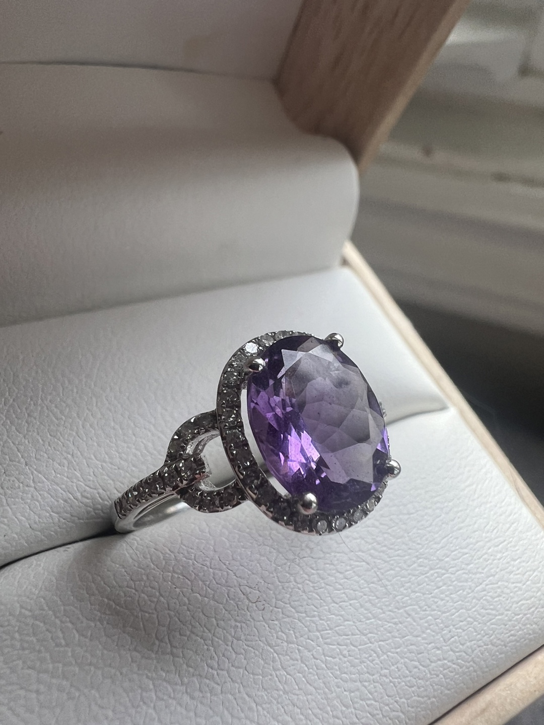 Amethyst & Diamond Halo Ring - photo 3