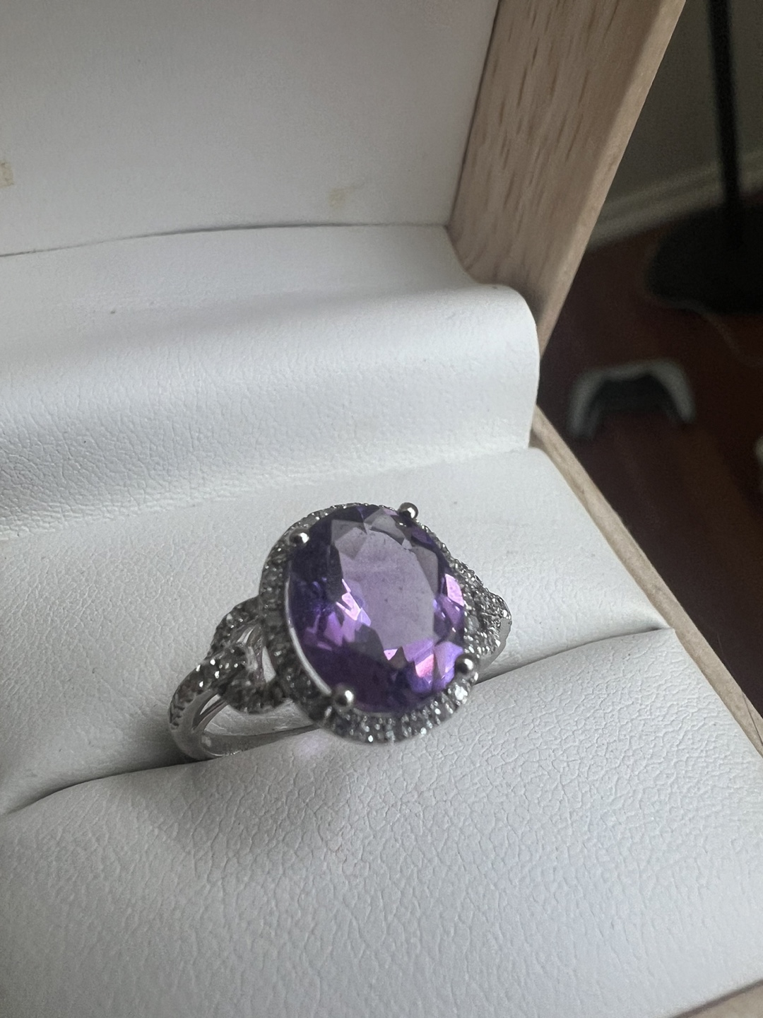 Amethyst & Diamond Halo Ring - photo 5