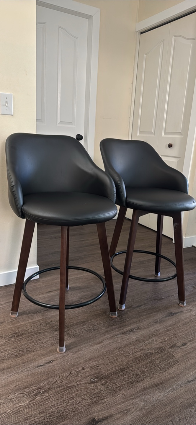 Set of 2 Black Swivel Kitchen Bar Stools/Chairs
