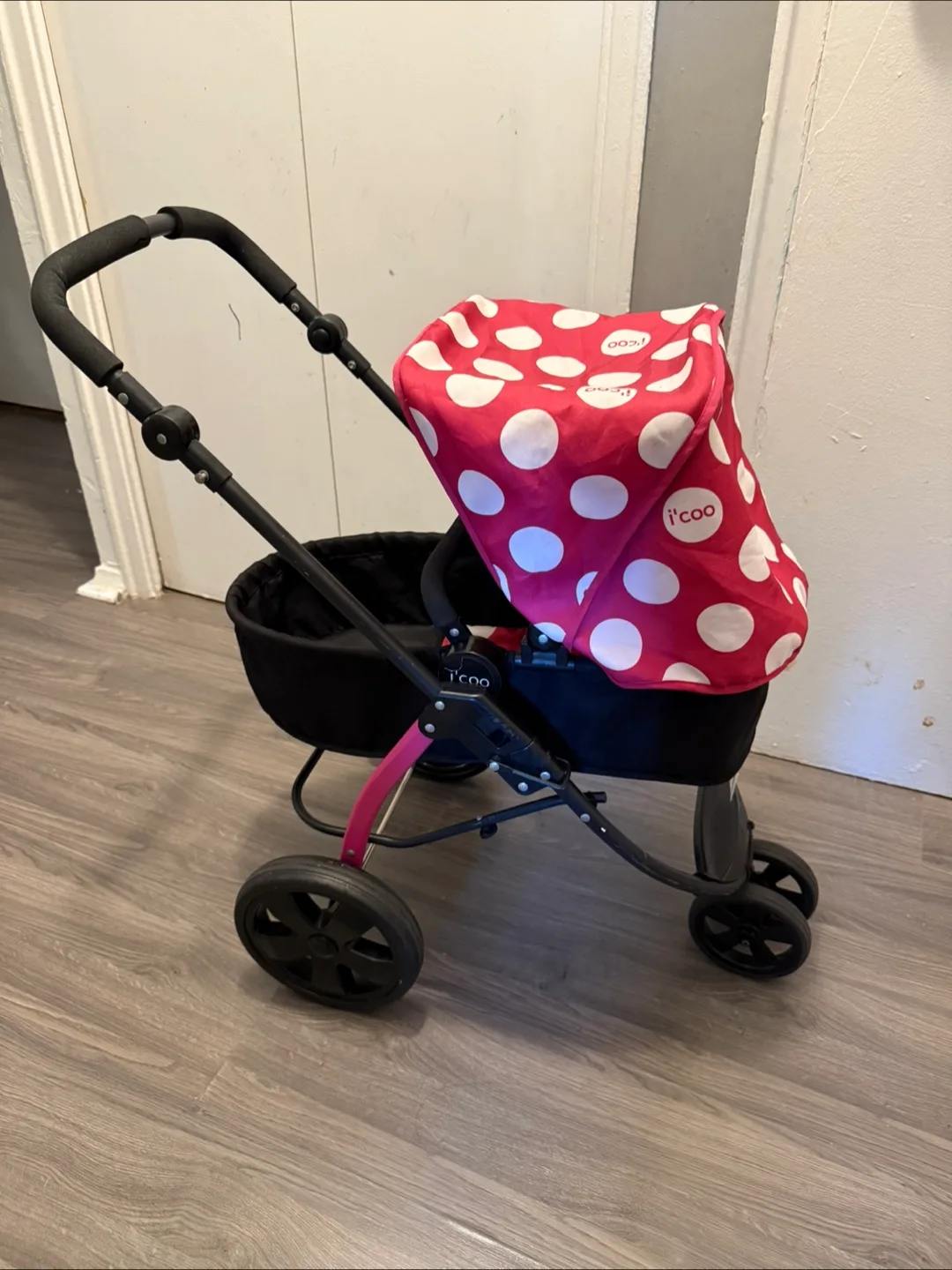 i'coo Doll Stroller - pink Polka Dot image indicator(2)