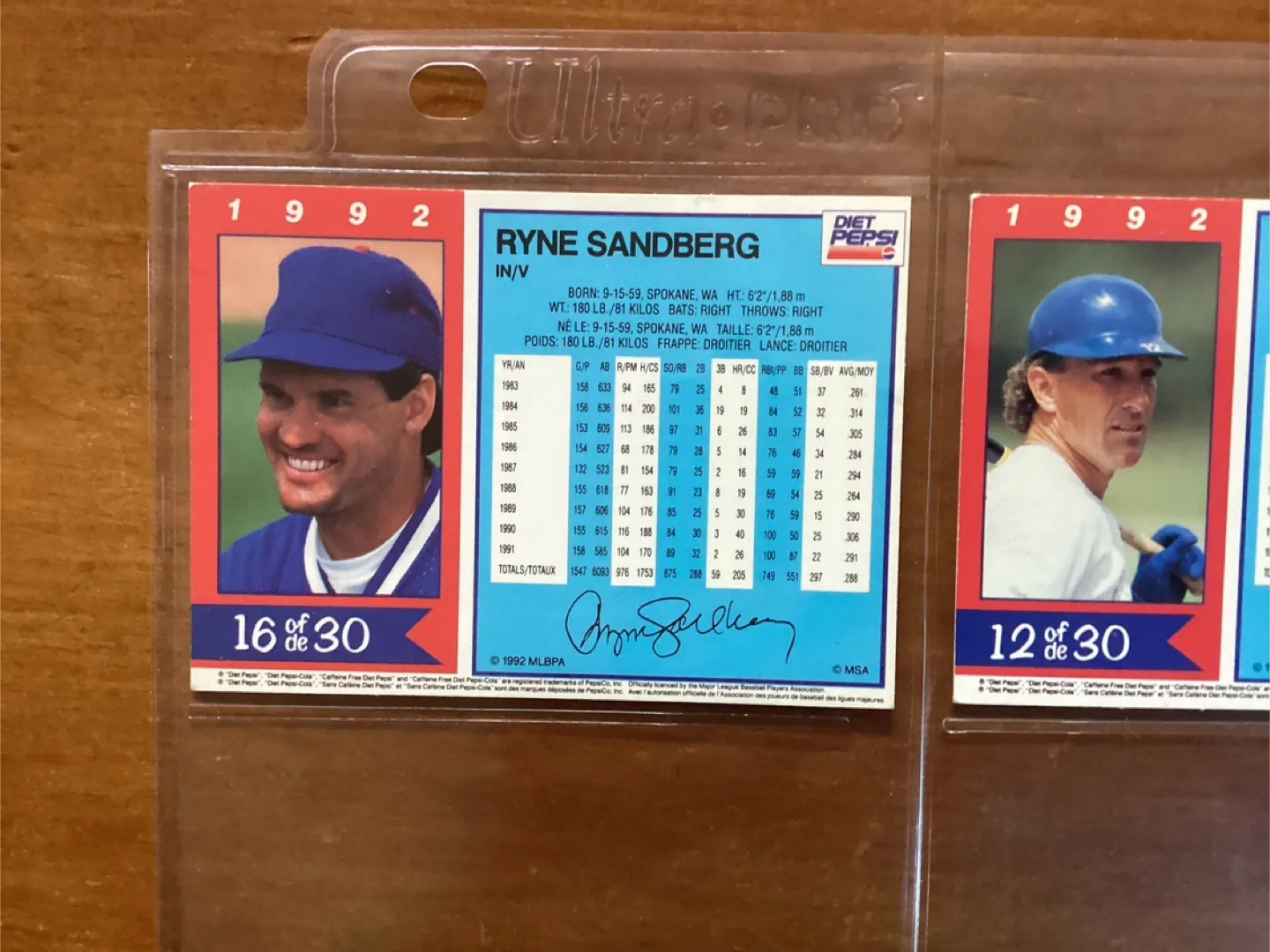 1992 Diet Pepsi MLB Cards # ‘s 6, 12 & 16 of 30 Card Set image indicator(6)