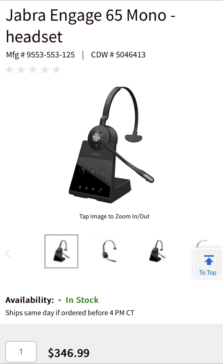 Jabra Engage 65 Mono Headset - Like New! - photo 3