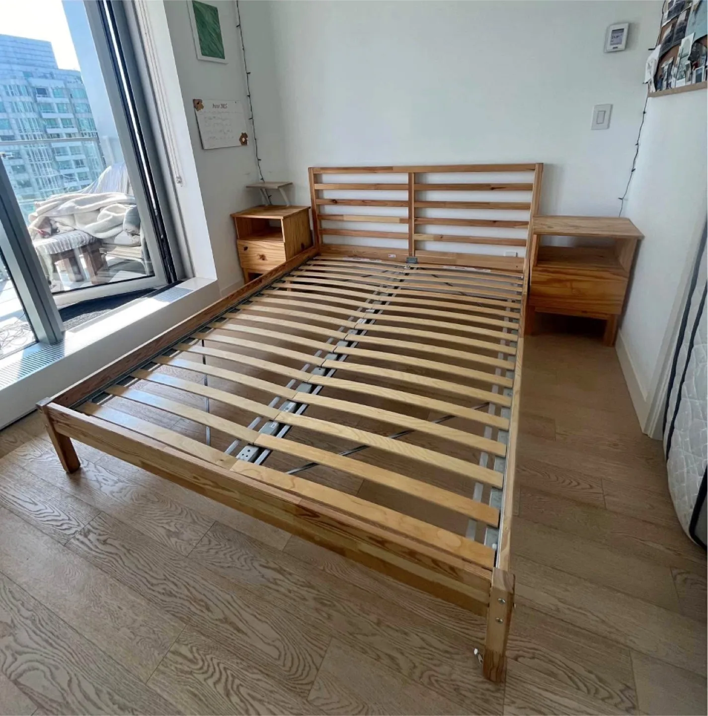 Queen ikea wood bed frame *Free delivery thumbnail
