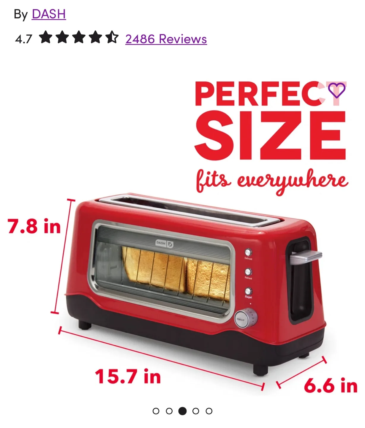 Dash 2 Slice Long Slot Clear View Toaster image indicator(9)