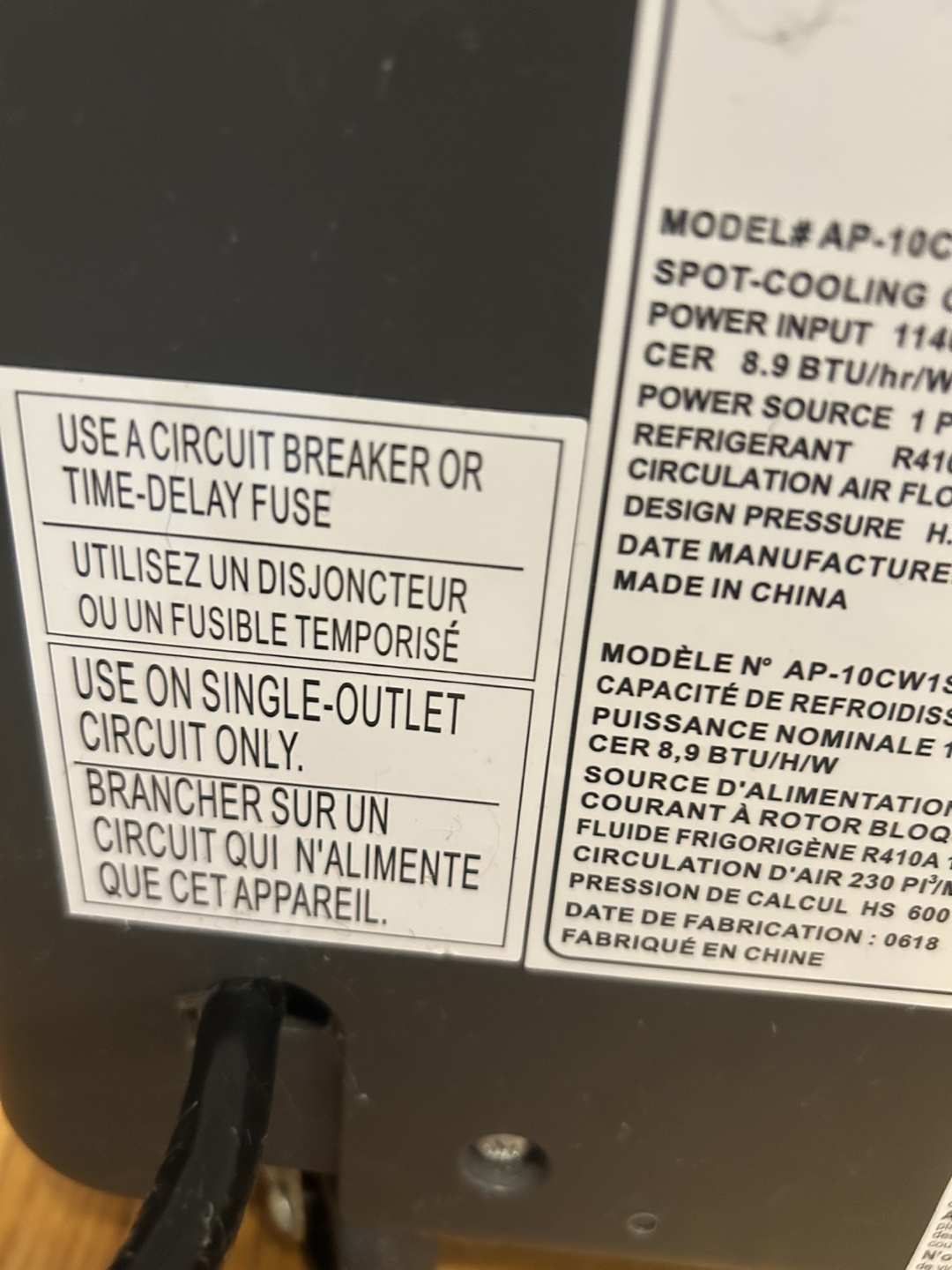 Hisense Portable Air Conditioner, AP-10CW1GRS00 - photo 4