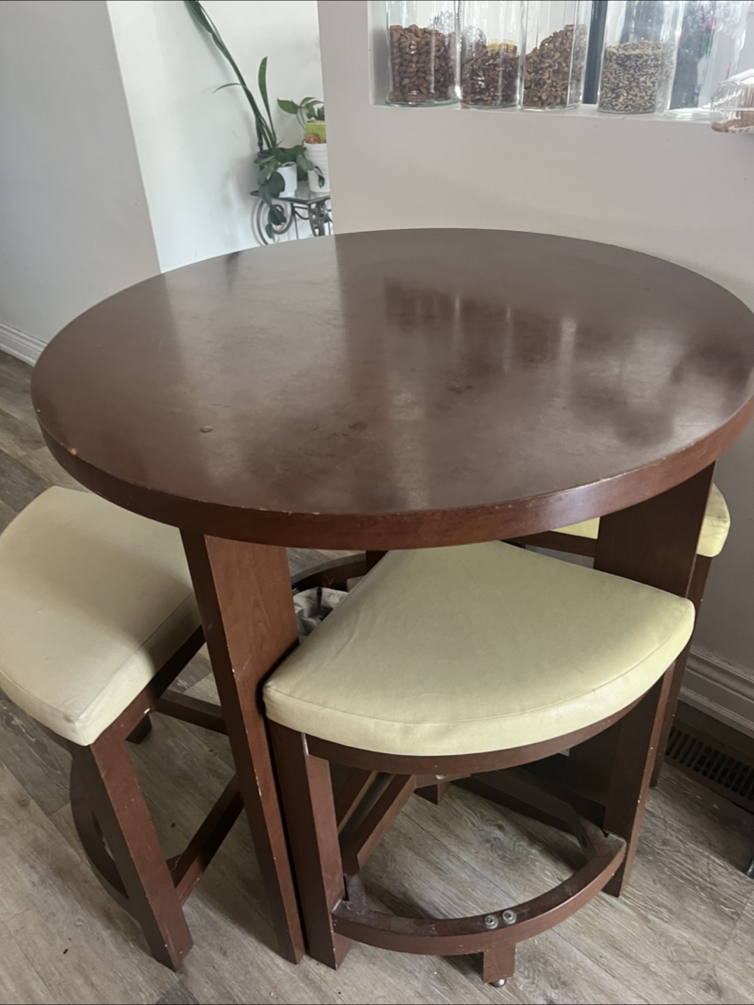 Round Wooden Dining Table with 4 Stools - photo 5