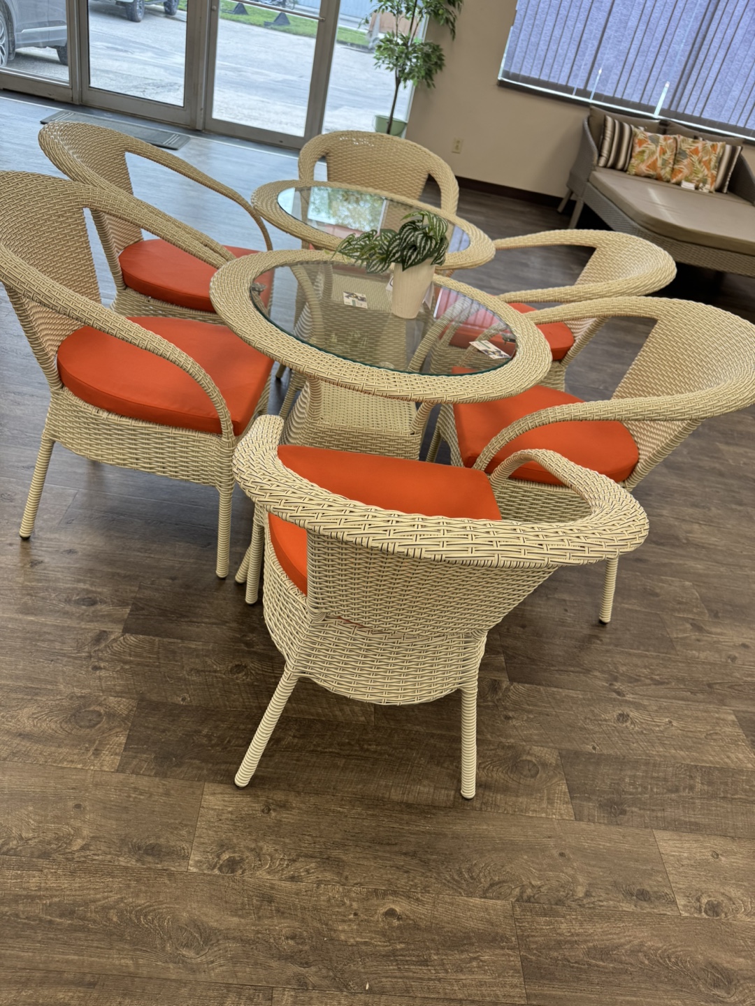 Wicker Patio Set with Glass Table & 6 Chairs - photo 3