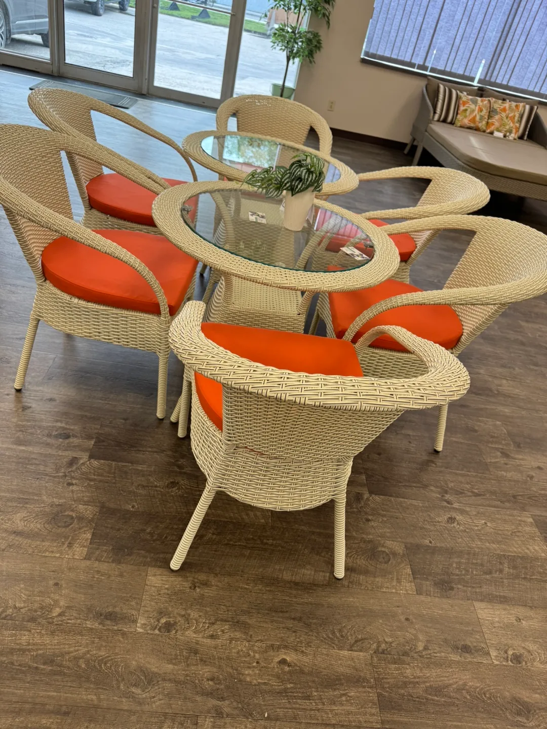 Wicker Patio Set with Glass Table & 6 Chairs image indicator(3)