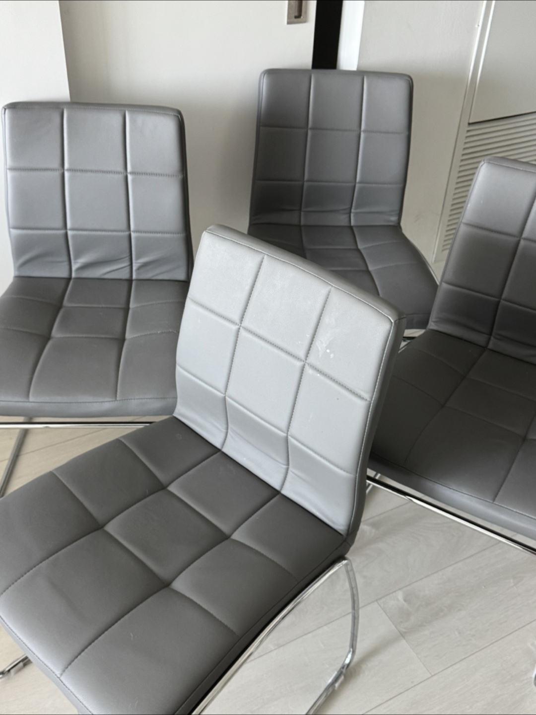 Set of 4 Grey Padded Dining Chairs - photo 2