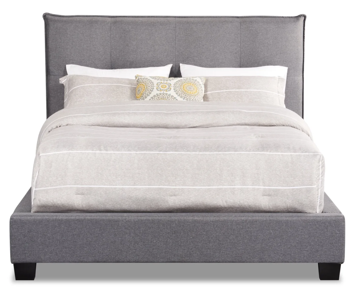 Brick Asha Upholstered Queen Platform Bed - Grey thumbnail