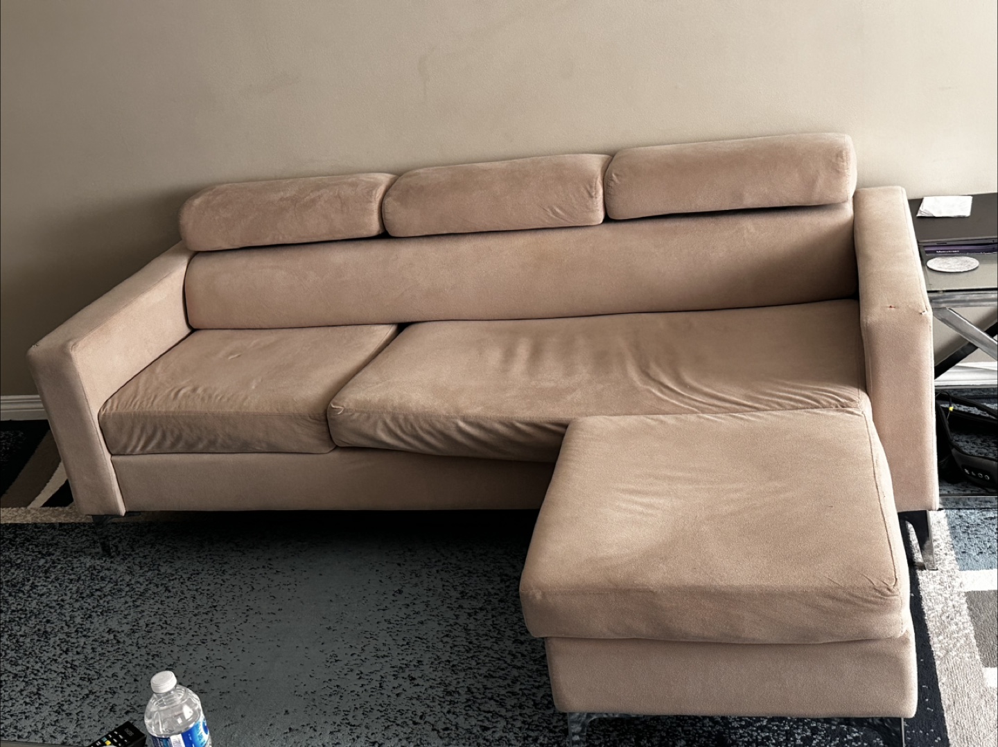 Beige Sofa with Ottoman