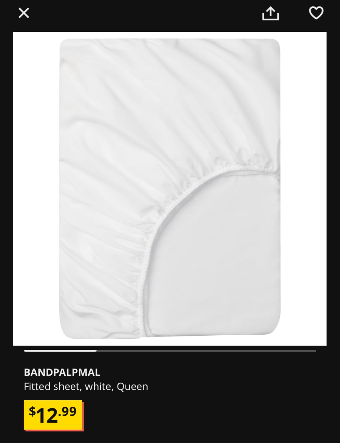 IKEA Queen Fitted Sheet - White