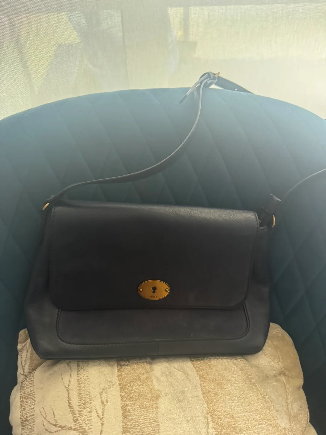 Fossil blue Leather Crossbody Bag thumbnail