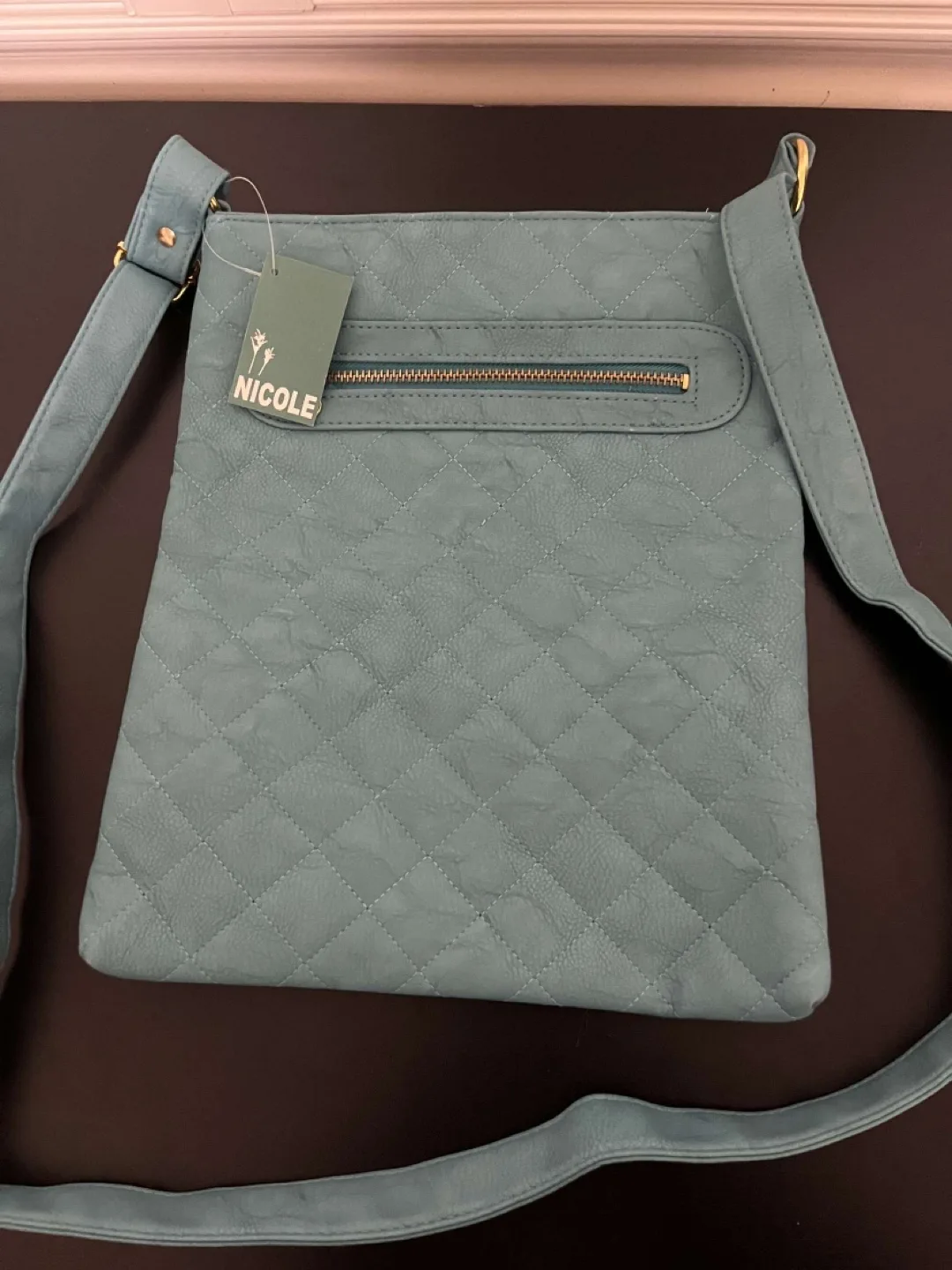 Nicole Teal Quilted Crossbody Bag image indicator(2)