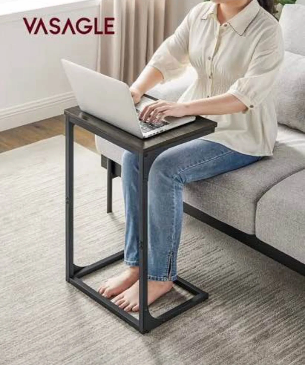 VASAGLE C Table Sofa Side End Table, Dark Brown thumbnail