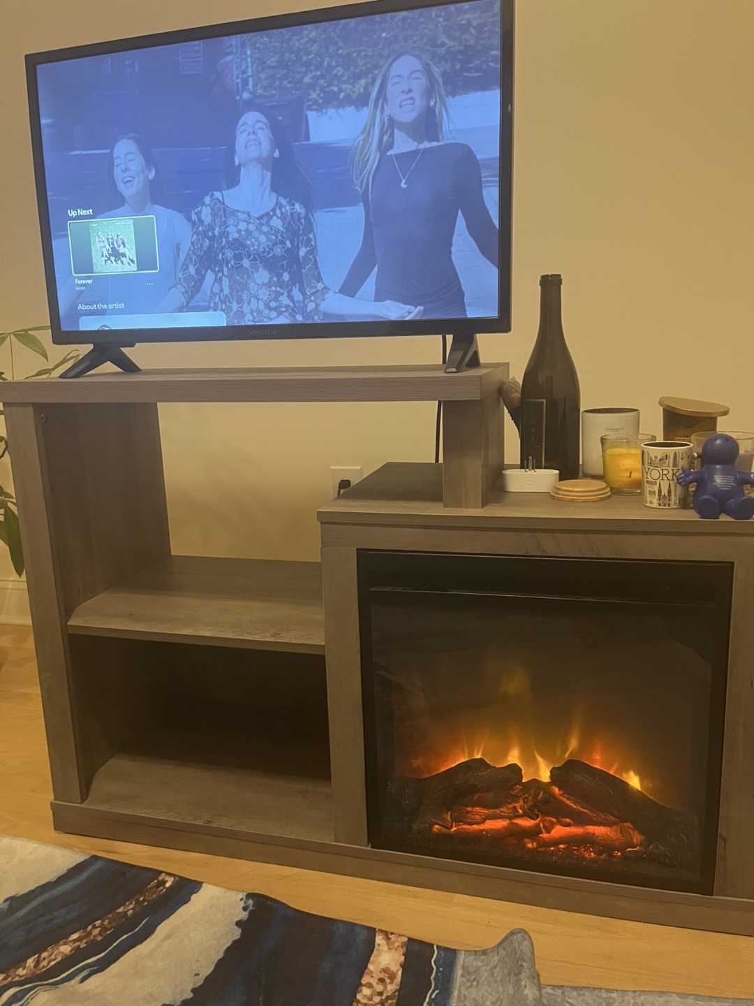 Fireplace TV Stand - Rustic Gray