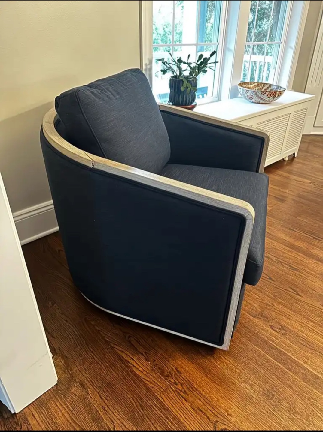 Navy Blue Swivel Armchair - photo 2