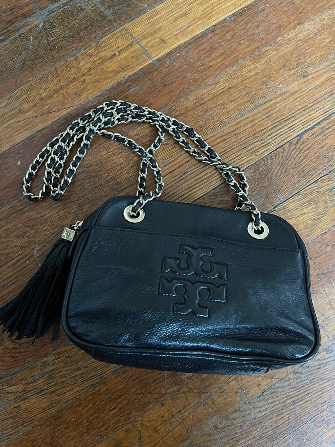 Tory Burch Black Leather Chain Shoulder Bag thumbnail