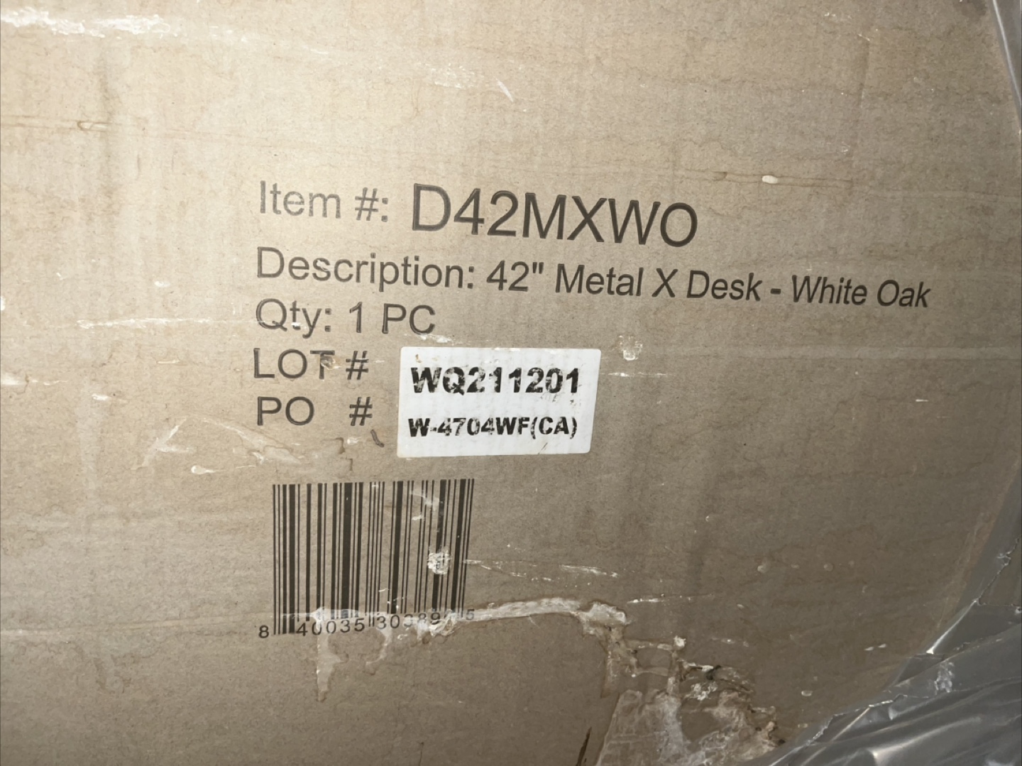 Walker Edison 42" Metal X Desk - White Oak - photo 2