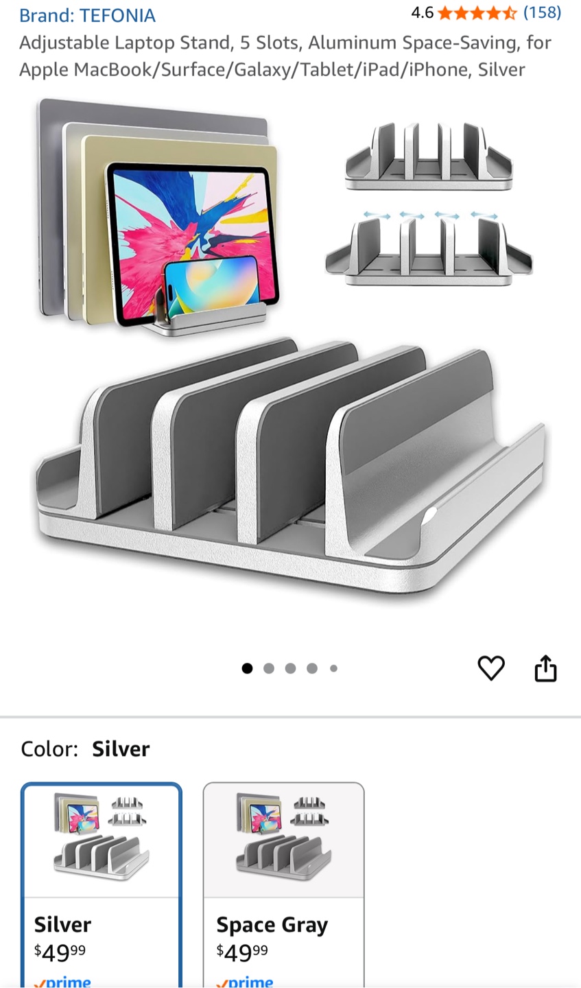TEFONIA Adjustable Laptop Stand - Silver
