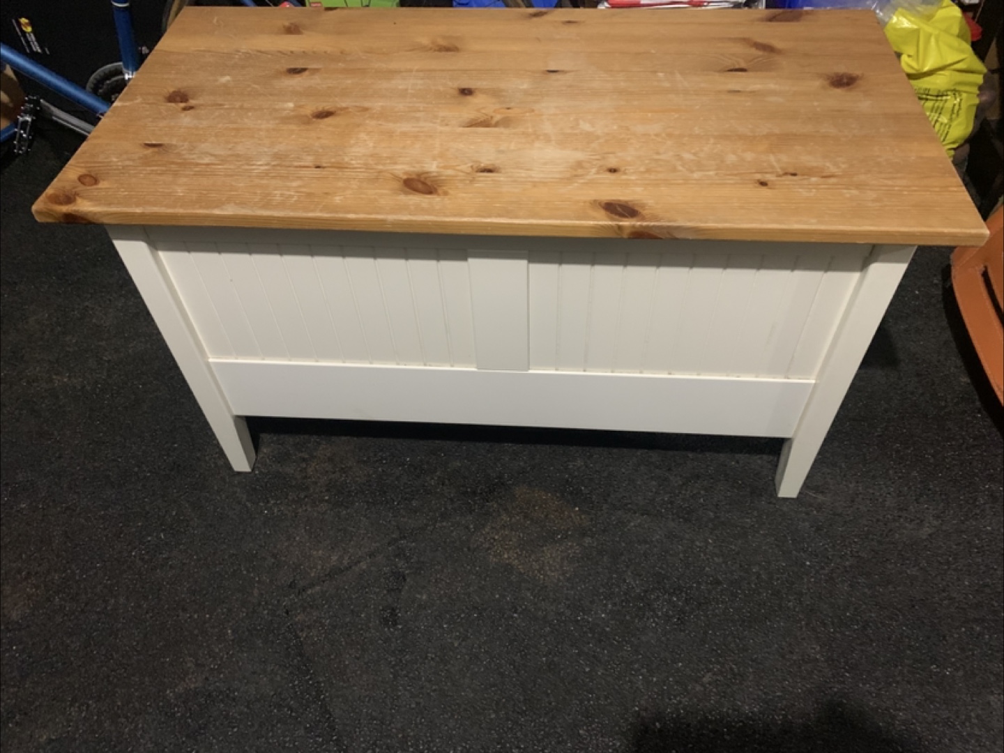 Storage Bench - Wood Top, White Base