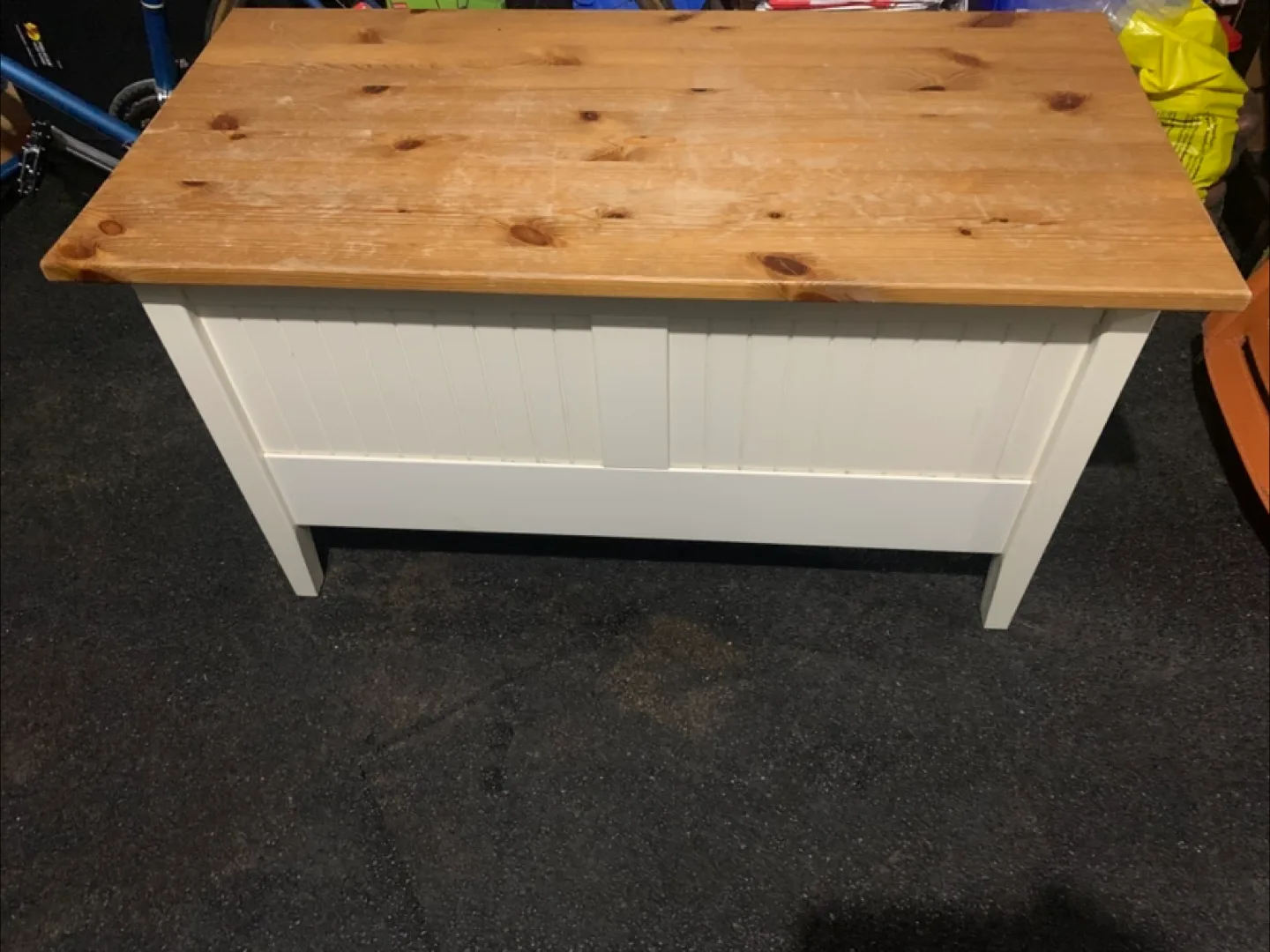 Storage Bench - Wood Top, White Base thumbnail