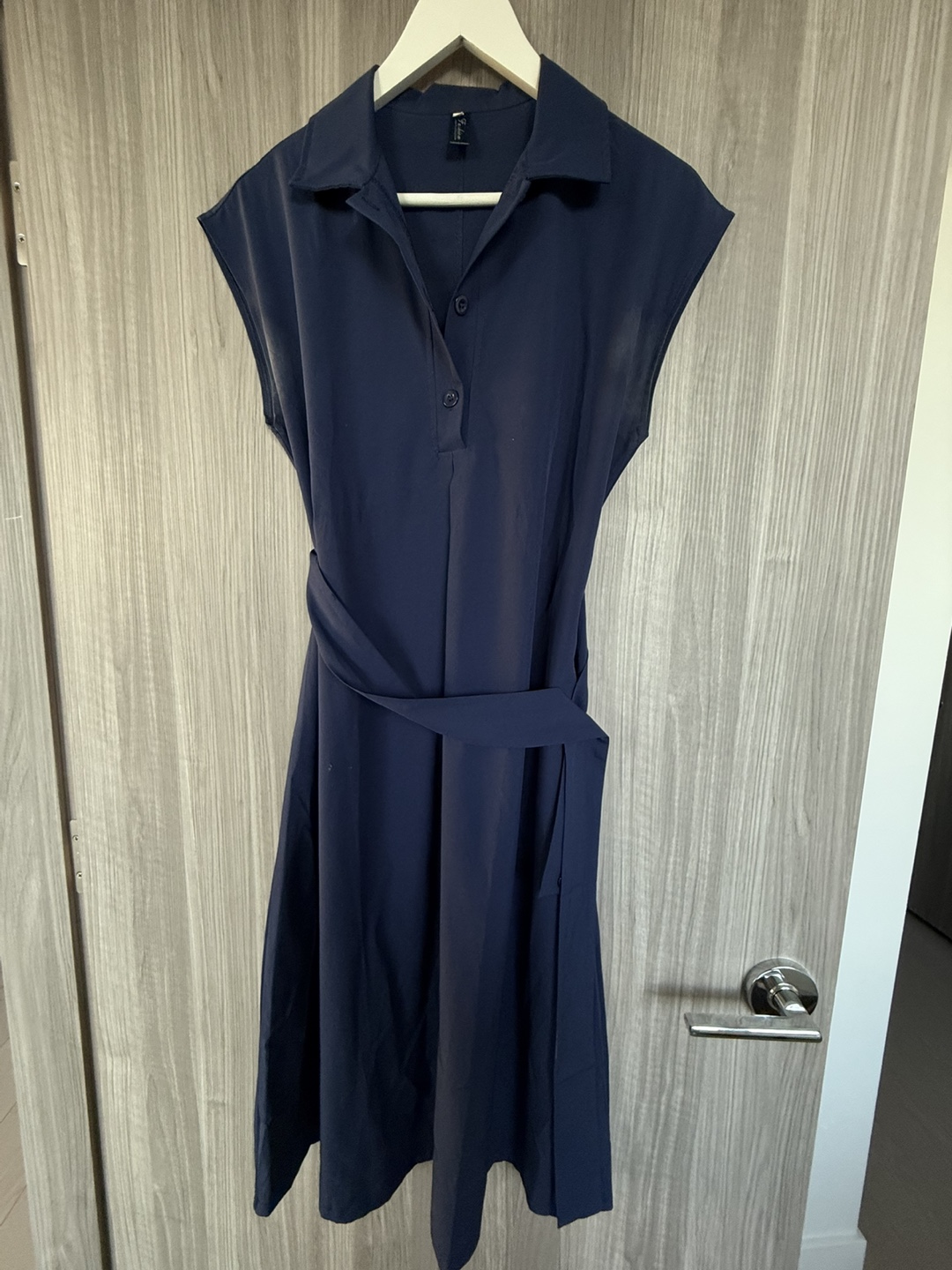 Fashion Navy Blue Dress - Size L