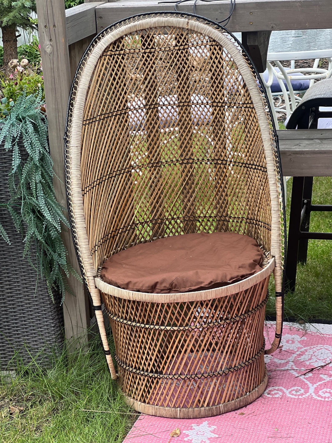 Wicker Peacock Chair with Cushion
