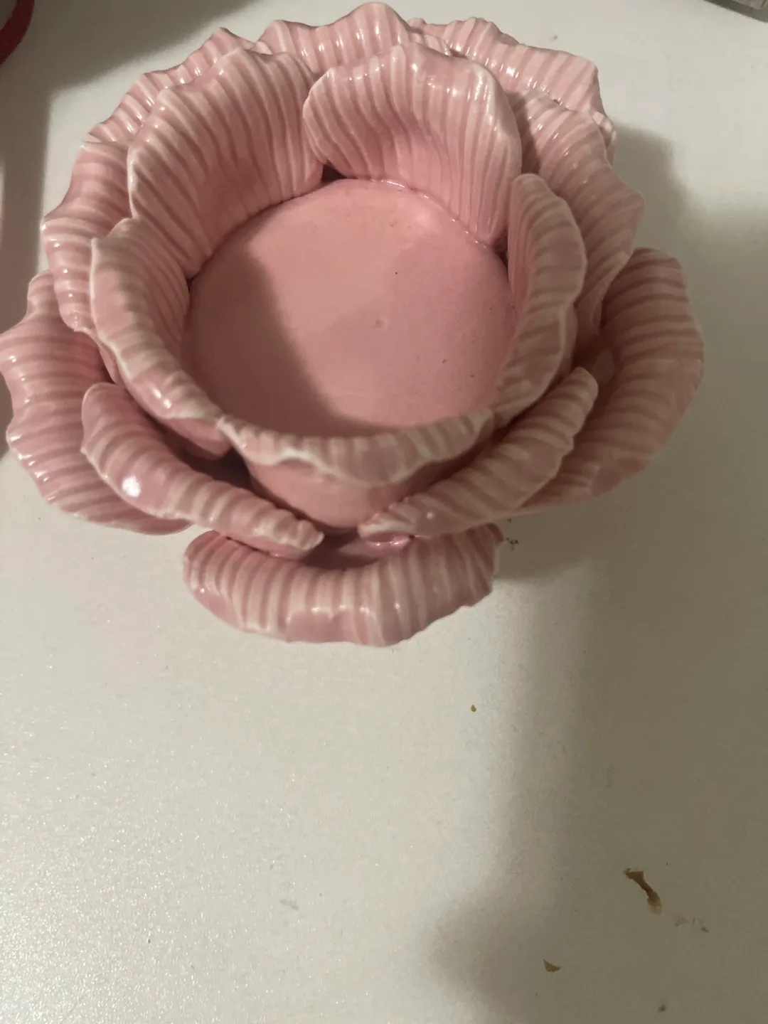 Pink Ceramic Rose Candle Holder thumbnail